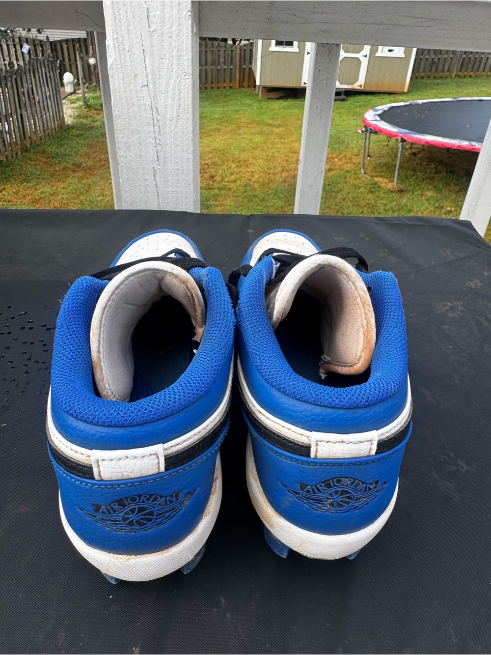 Men size 7 Blue and White Nike Air Force  Cleats with Black Swoosh - Picture 4 of 7